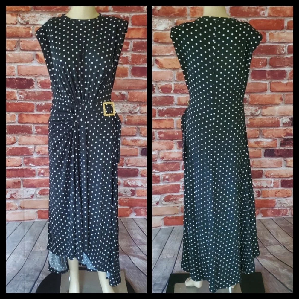 Boho Black Polka Dot Dress M, L,& XL NWOT - Picture 4 of 4